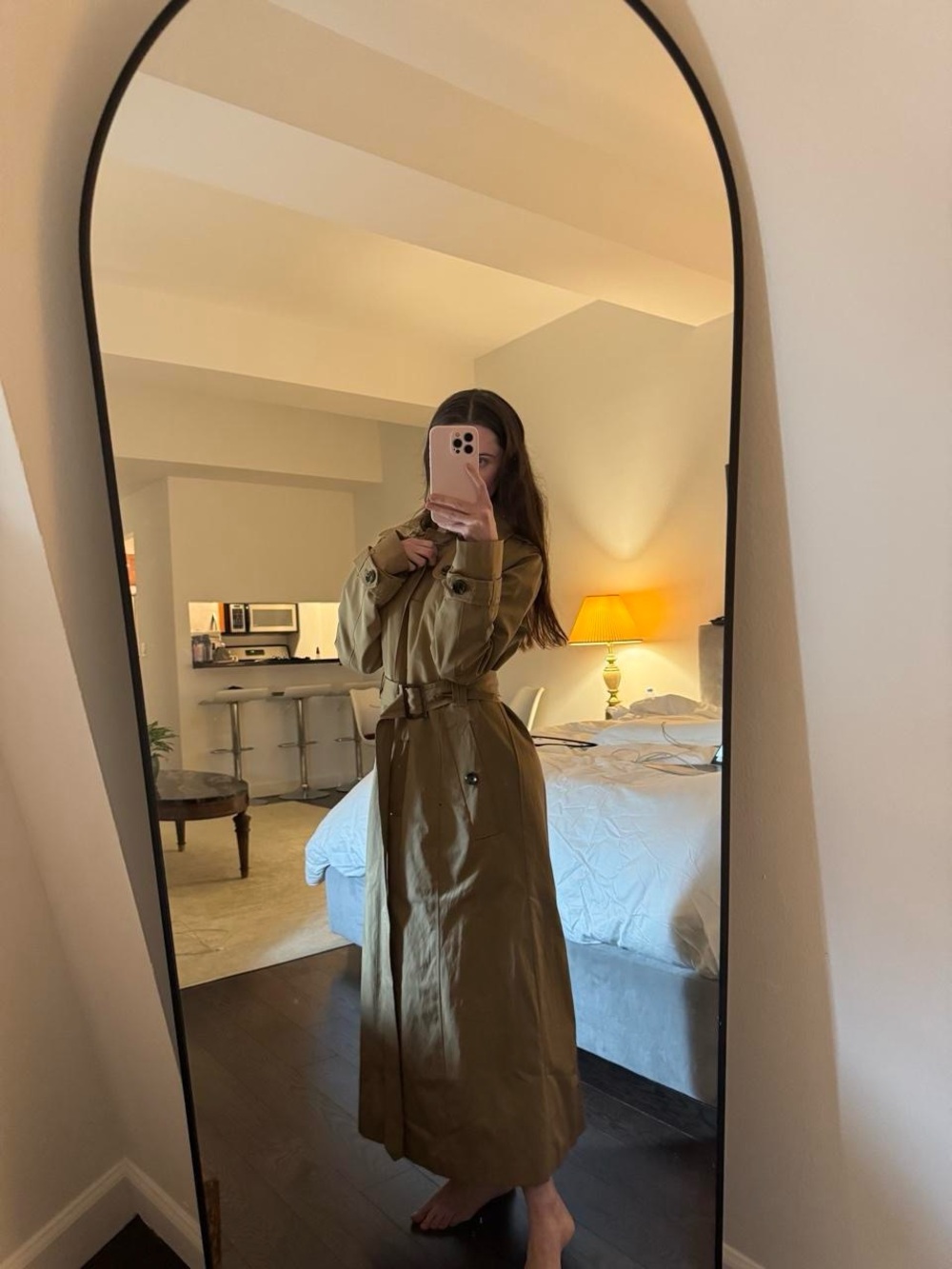 London Fog Long camel Trench Coat with Belt